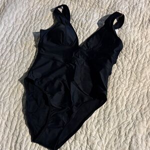 Black Plunge One-Piece Swimsuit
